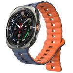 For Samsung Galaxy Watch Ultra 47mm Reverse Buckle Two Color Magnetic Silicone Watch Band(Midnight Blue+Orange)