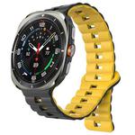 For Samsung Galaxy Watch Ultra 47mm Reverse Buckle Two Color Magnetic Silicone Watch Band(Black+Yellow)