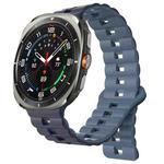 For Samsung Galaxy Watch Ultra 47mm Reverse Buckle Two Color Magnetic Silicone Watch Band(Dark Blue+Light Blue)