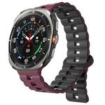 For Samsung Galaxy Watch Ultra 47mm Reverse Buckle Two Color Magnetic Silicone Watch Band(Wine Red+Black)