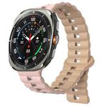 For Samsung Galaxy Watch Ultra 47mm Reverse Buckle Two Color Magnetic Silicone Watch Band(Pink+Grey)