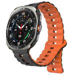 For Samsung Galaxy Watch Ultra 47mm Reverse Buckle Two Color Magnetic Silicone Watch Band(Black+Orange)