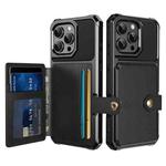 For iPhone 16 Pro Max Magnetic Wallet Card Bag Leather Phone Case(Black)