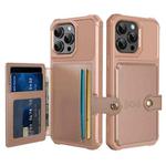 For iPhone 16 Pro Magnetic Wallet Card Bag Leather Phone Case(Rose Gold)