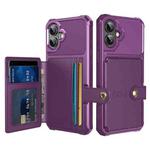 For iPhone 16 Magnetic Wallet Card Bag Leather Phone Case(Purple)