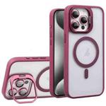 For iPhone 15 Pro U1 Invisible Lens Holder Acrylic + TPU MagSafe Magnetic Phone Case(Wine Red)