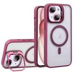 For iPhone 15 U1 Invisible Lens Holder Acrylic + TPU MagSafe Magnetic Phone Case(Wine Red)