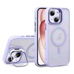 For iPhone 15 U1 Invisible Lens Holder Acrylic + TPU MagSafe Magnetic Phone Case(Light Purple)