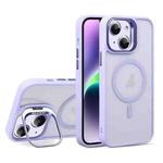 For iPhone 14 Plus U1 Invisible Lens Holder Acrylic + TPU MagSafe Magnetic Phone Case(Light Purple)