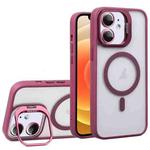 For iPhone 12 U1 Invisible Lens Holder Acrylic + TPU MagSafe Magnetic Phone Case(Wine Red)