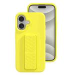 For iPhone 16 Liquid Silicone Holder Phone Case(Yellow)