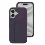 For iPhone 16 Liquid Silicone Holder Phone Case(Dark Purple)