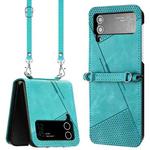 For Samsung Galaxy Z Flip4 Dream Triangle Folding Leather Phone Case with Lanyard(Green)