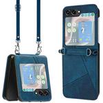 For Samsung Galaxy Z Flip5 Dream Triangle Folding Leather Phone Case with Lanyard(Blue)