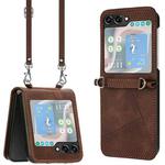 For Samsung Galaxy Z Flip5 Dream Triangle Folding Leather Phone Case with Lanyard(Brown)