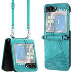 For Samsung Galaxy Z Flip7 Dream Triangle Leather Phone Case with Lanyard(Green)