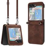 For Samsung Galaxy Z Flip7 Dream Triangle Leather Phone Case with Lanyard(Brown)