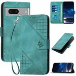 For Google Pixel 7 5G YX0080 Grid Butterfly Embossed Pattern Flip Leather Phone Case with Lanyard(Light Blue)