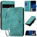 For Google Pixel 6 Pro YX0080 Grid Butterfly Embossed Pattern Flip Leather Phone Case with Lanyard(Light Blue)