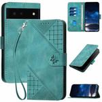 For Google Pixel 6 Grid Butterfly Embossed Pattern Leather Phone Case with Lanyard(Light Blue)