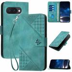 For Google Pixel 9a Grid Butterfly Embossed Pattern Leather Phone Case with Lanyard(Light Blue)