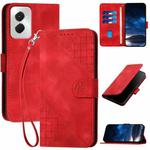 For Motorola Moto G Power 5G 2024 YX0080 Grid Butterfly Embossed Pattern Flip Leather Phone Case with Lanyard(Red)