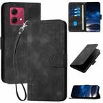 For Motorola Moto G84 5G YX0080 Grid Butterfly Embossed Pattern Flip Leather Phone Case with Lanyard(Black)