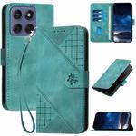 For Motorola Edge 60 Fusion / Edge 5G 2025 Grid Butterfly Embossed Pattern Leather Phone Case with Lanyard(Light Blue)