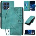 For Motorola Edge 60 Grid Butterfly Embossed Pattern Leather Phone Case with Lanyard(Light Blue)