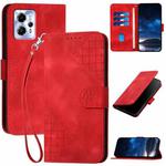 For Motorola Moto G23 Grid Butterfly Embossed Pattern Leather Phone Case with Lanyard(Red)