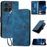 For Motorola Moto G56 5G Grid Butterfly Embossed Pattern Leather Phone Case with Lanyard(Dark Blue)