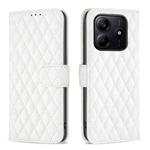 For Redmi Note 14 5G Diamond Lattice Wallet Flip Leather Phone Case(White)