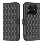 For Redmi Note 14 5G Diamond Lattice Wallet Flip Leather Phone Case(Black)