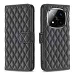 For Redmi Note 14 Pro 5G / Note 14 Pro+ 5G Diamond Lattice Wallet Flip Leather Phone Case(Black)