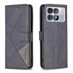 For Redmi K70 Ultra Magnetic Buckle Rhombus Texture Leather Phone Case(Black)