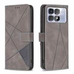 For Redmi K70 Ultra Magnetic Buckle Rhombus Texture Leather Phone Case(Grey)