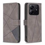 For Redmi Note 14 5G Magnetic Buckle Rhombus Texture Leather Phone Case(Grey)