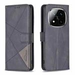 For Redmi Note 14 Pro / Note 14 Pro+ Magnetic Buckle Rhombus Texture Leather Phone Case(Black)