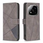 For Redmi Note 14 Pro 5G / Note 14 Pro+ 5G Magnetic Buckle Rhombus Texture Leather Phone Case(Grey)