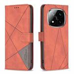 For Redmi Note 14 Pro 5G / Note 14 Pro+ 5G Magnetic Buckle Rhombus Texture Leather Phone Case(Brown)