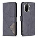 For Redmi A5 4G 171.7mm Magnetic Buckle Rhombus Texture Leather Phone Case(Black)