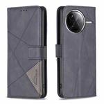 For Redmi K80 / K80 Pro Magnetic Buckle Rhombus Texture Leather Phone Case(Black)