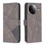 For Redmi K80 / K80 Pro Magnetic Buckle Rhombus Texture Leather Phone Case(Grey)