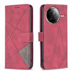 For Redmi K80 / K80 Pro Magnetic Buckle Rhombus Texture Leather Phone Case(Red)