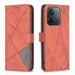 For Redmi 15C 4G 173.1mm / 15C 5G 173.1mm Magnetic Buckle Rhombus Texture Leather Phone Case(Brown)