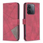 For Redmi 15C 4G 173.1mm / 15C 5G 173.1mm Magnetic Buckle Rhombus Texture Leather Phone Case(Red)