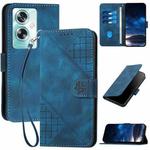 For OPPO A79 5G Global YX0080 Grid Butterfly Embossed Pattern Flip Leather Phone Case with Lanyard(Dark Blue)