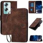 For OPPO A79 5G Global YX0080 Grid Butterfly Embossed Pattern Flip Leather Phone Case with Lanyard(Coffee)