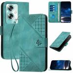 For OPPO A79 5G Global Grid Butterfly Embossed Pattern Leather Phone Case with Lanyard(Light Blue)