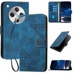 For OPPO Find X8 Grid Butterfly Embossed Pattern Leather Phone Case with Lanyard(Dark Blue)